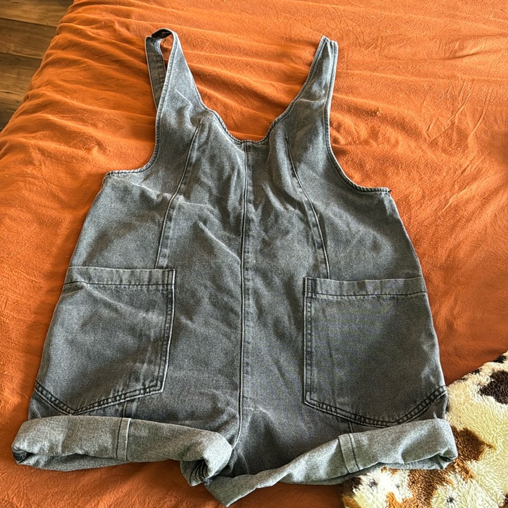 Black denim romper